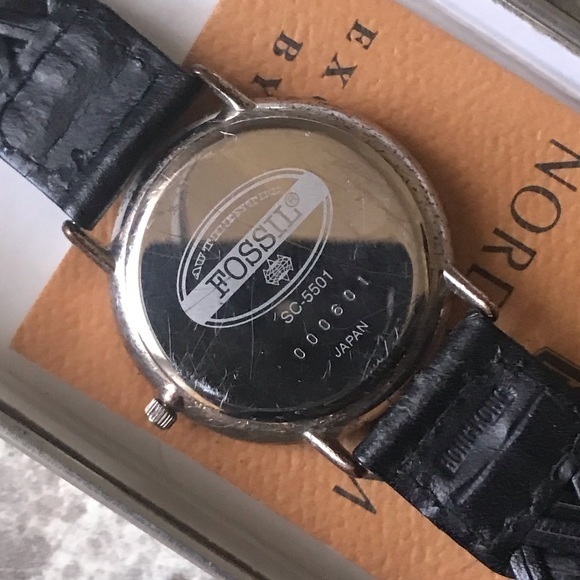 RARE 1992 LARGE CLAY FACE STAIN GLASS FOSSIL SC-5501(000601) WATCH - Picture 8 of 8